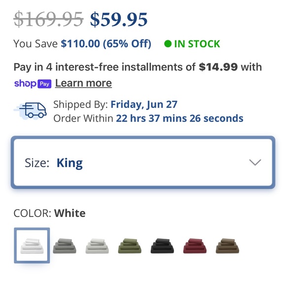 Cream Luxury king Sheet Set w/2 extra cases - Picture 3 of 6